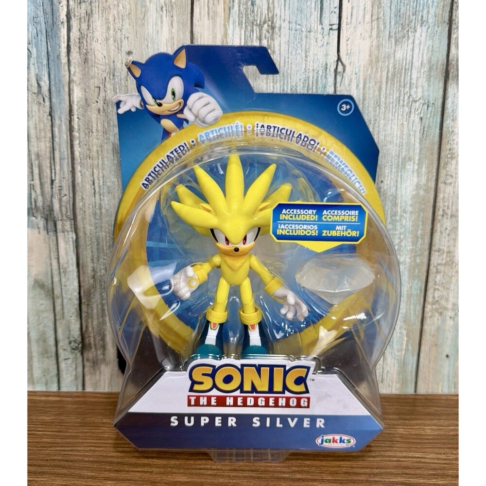 Jakks Pacific Sonic the Hedgehog SUPER SILVER 4" Action Figure White Emerald NEW